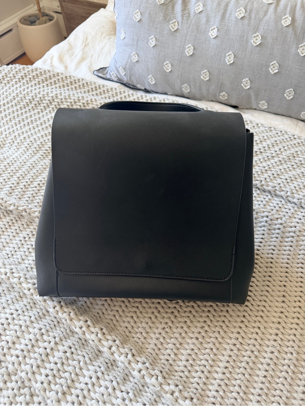 ASOS Black Structured Leather Backpack